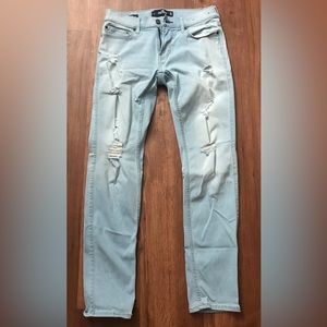 Hollister Mens White washed ripped skinny jeans